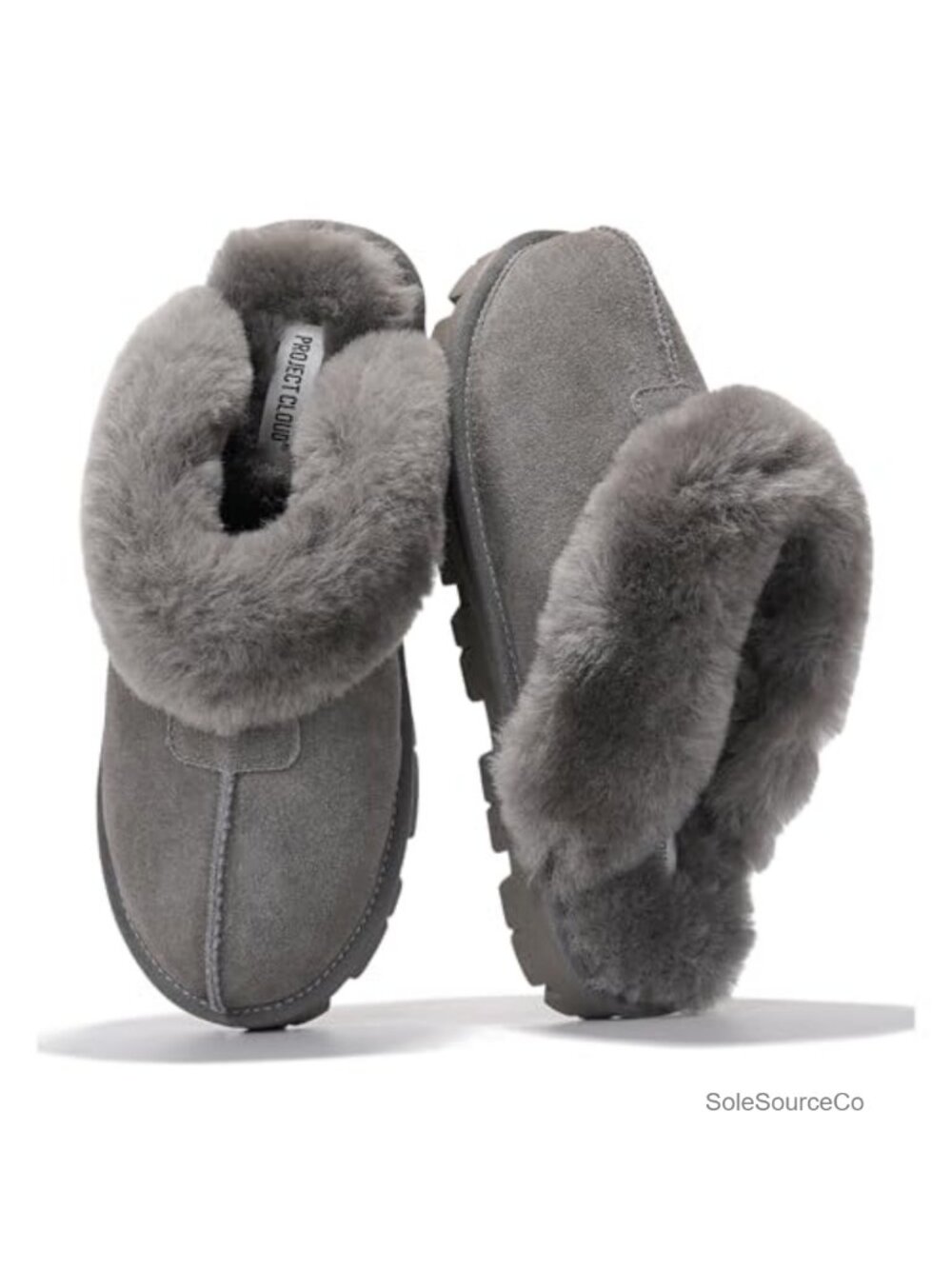 Genuine Leather Fur-Lined Memory Foam Clog Slippers for Women Non-Slip Indoor